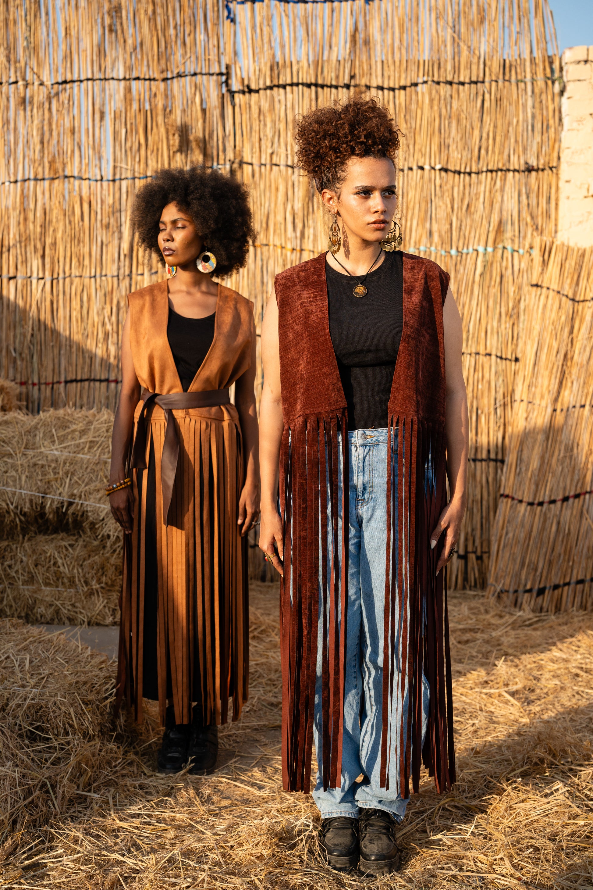 Boho fringes vest in chocolate