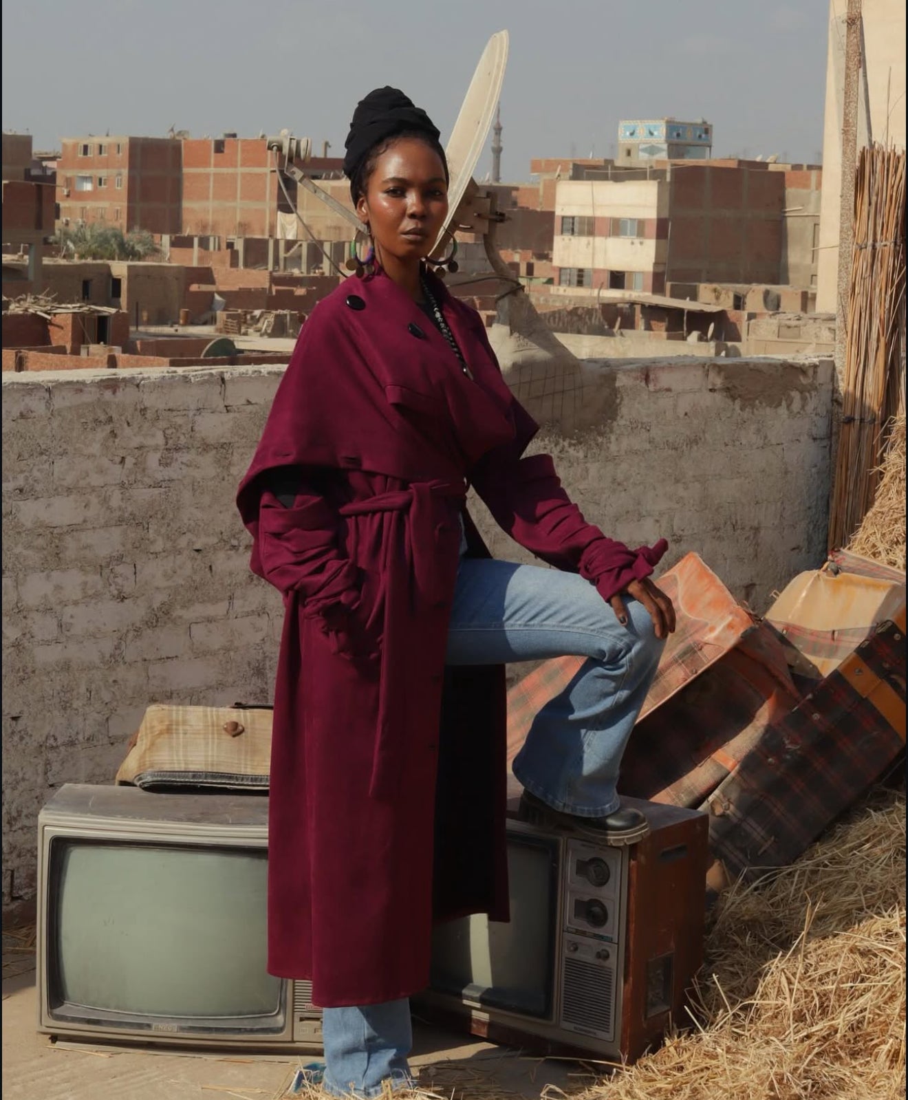 Esmeralda coat in burgundy