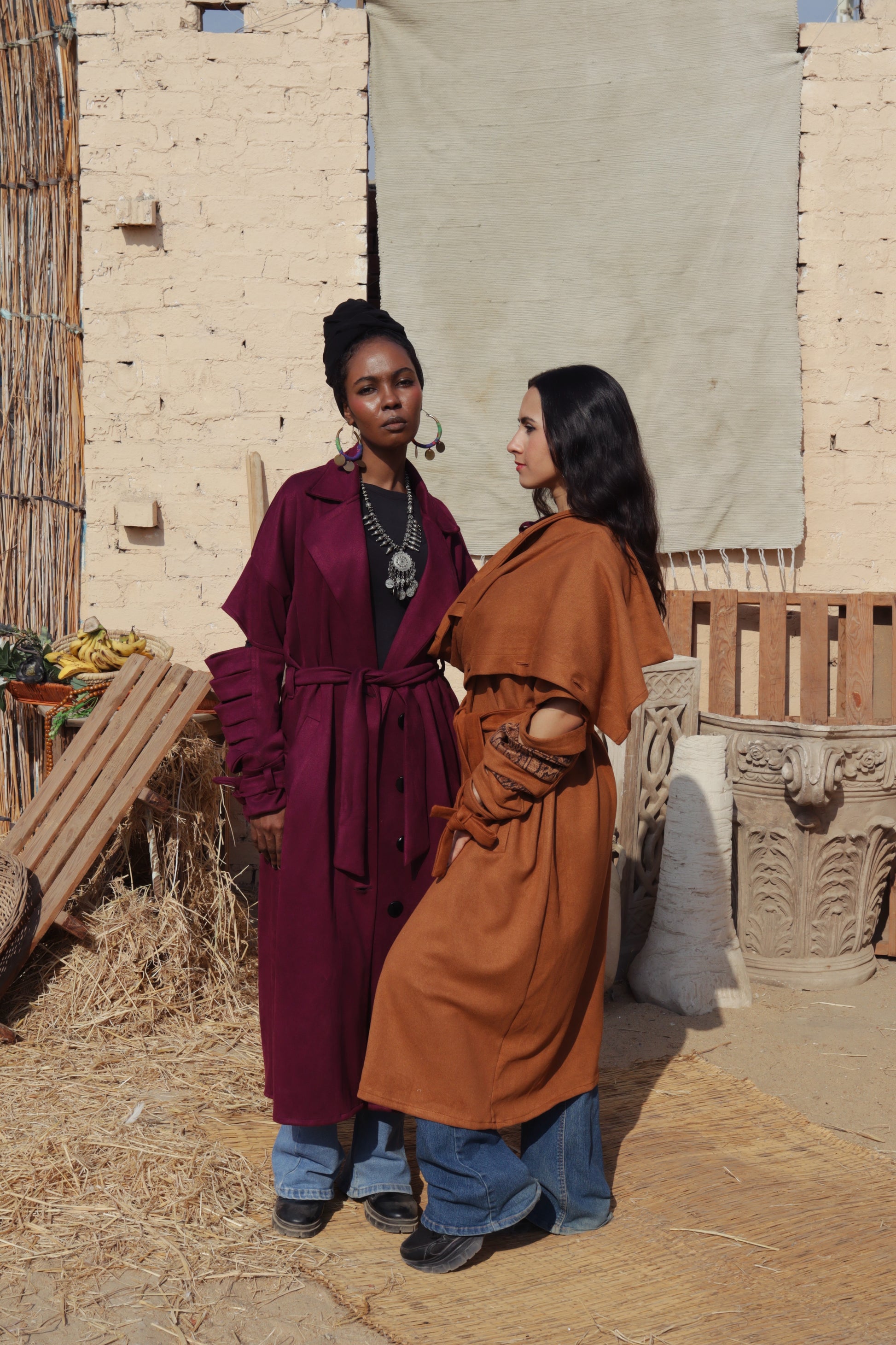 Esmeralda coat in burgundy