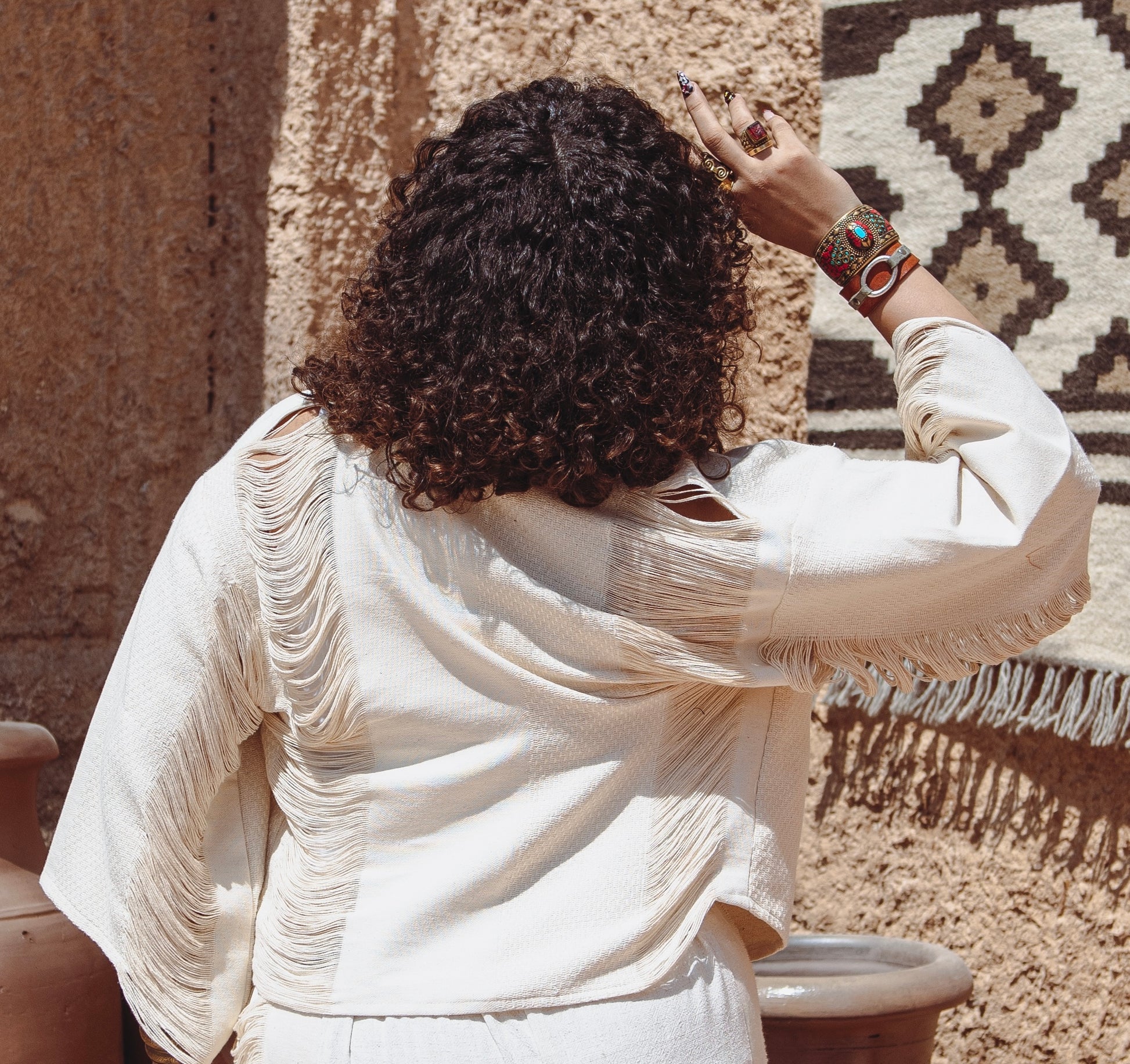 Boho fringes kimono
