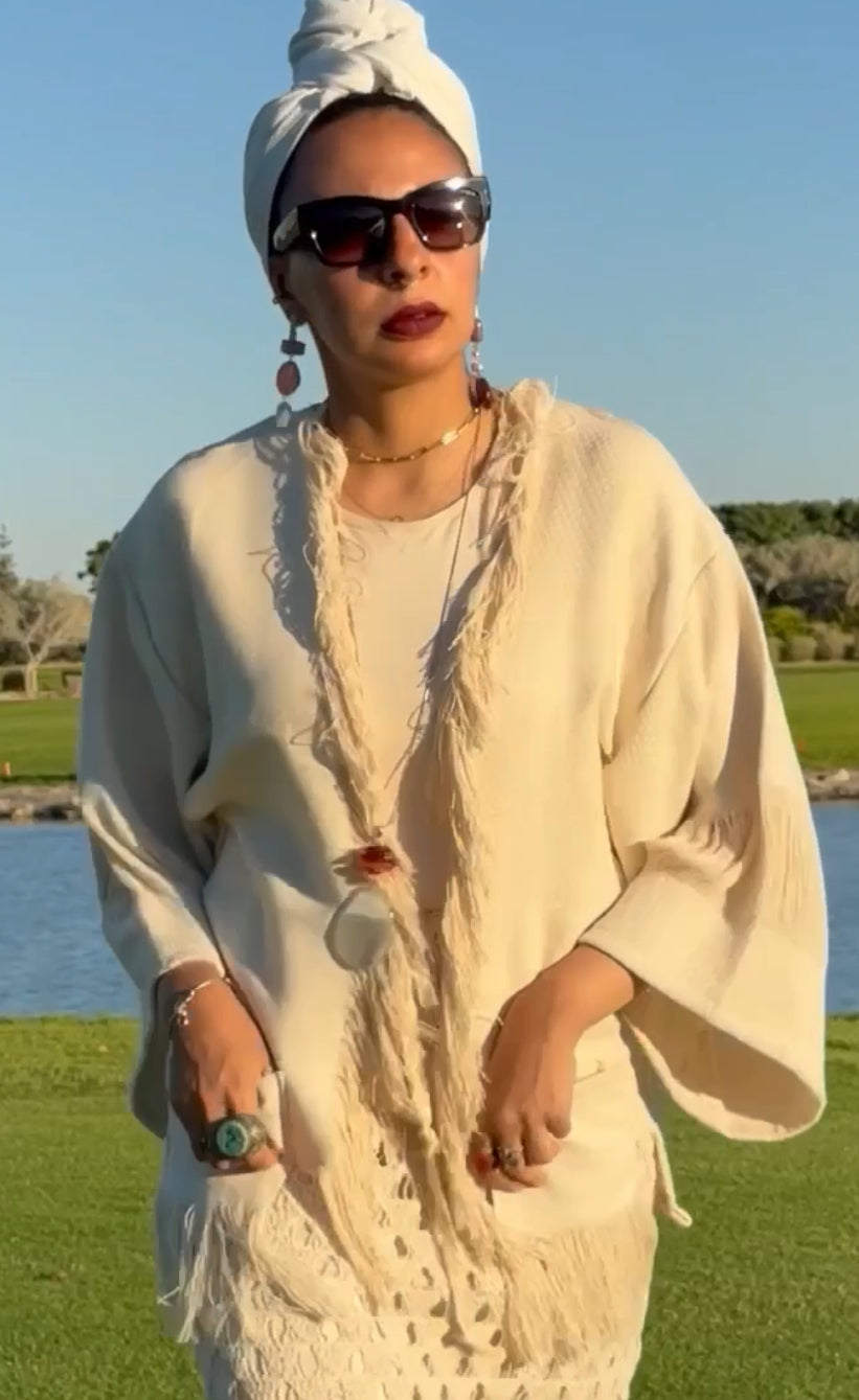 Boho fringes kimono
