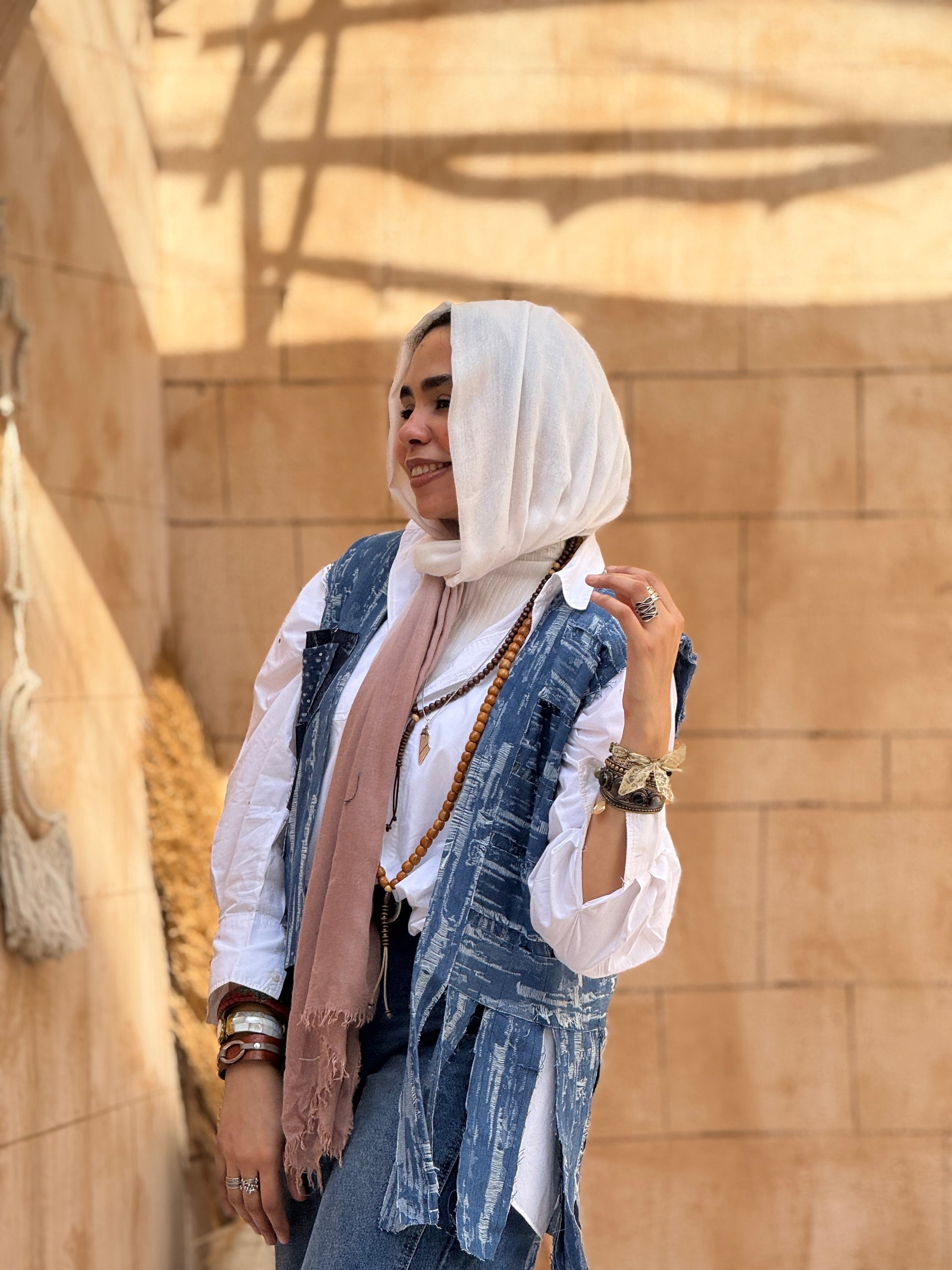 Hippie denim patch vest