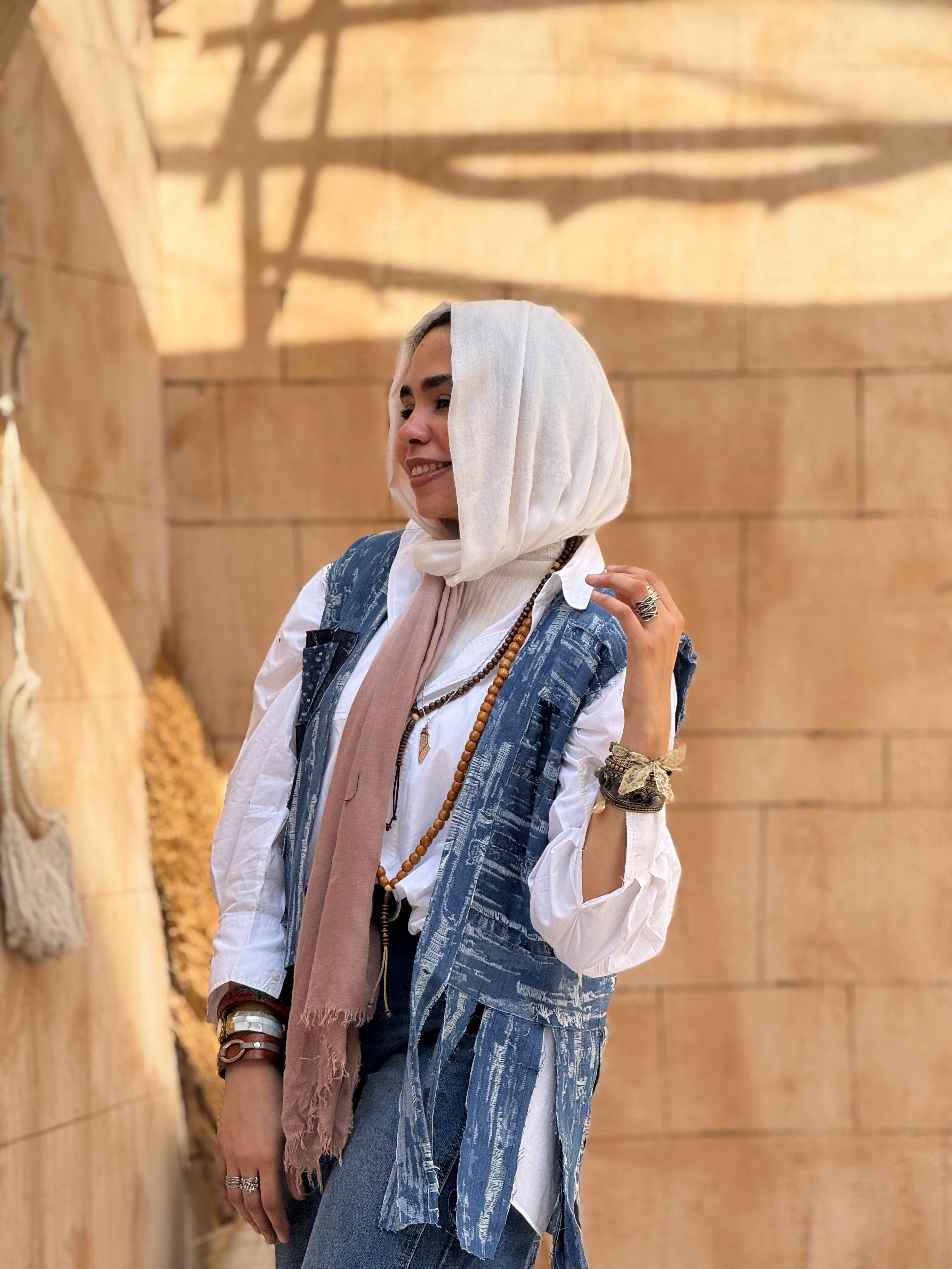 Hippie denim patch vest