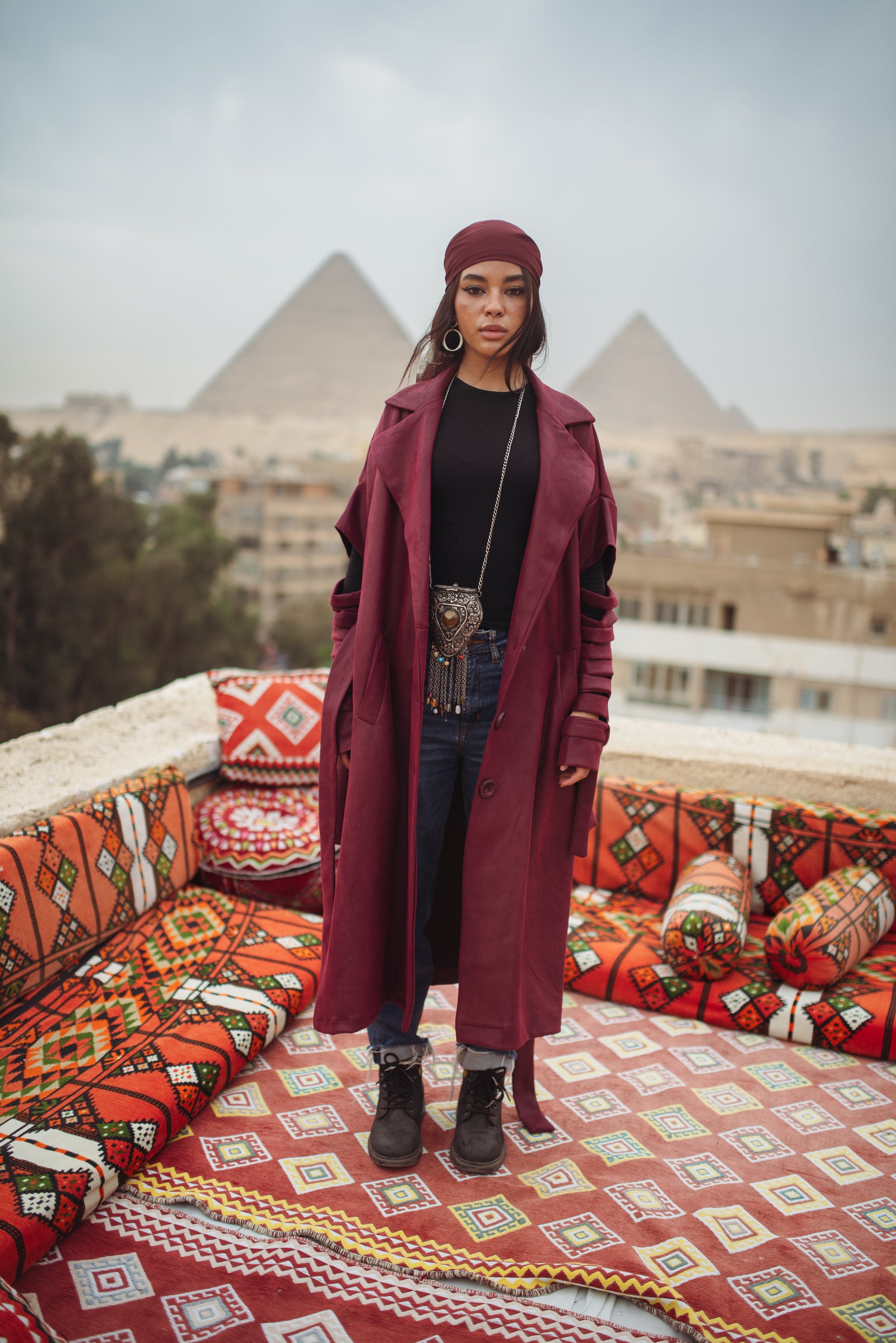 Esmeralda coat in burgundy