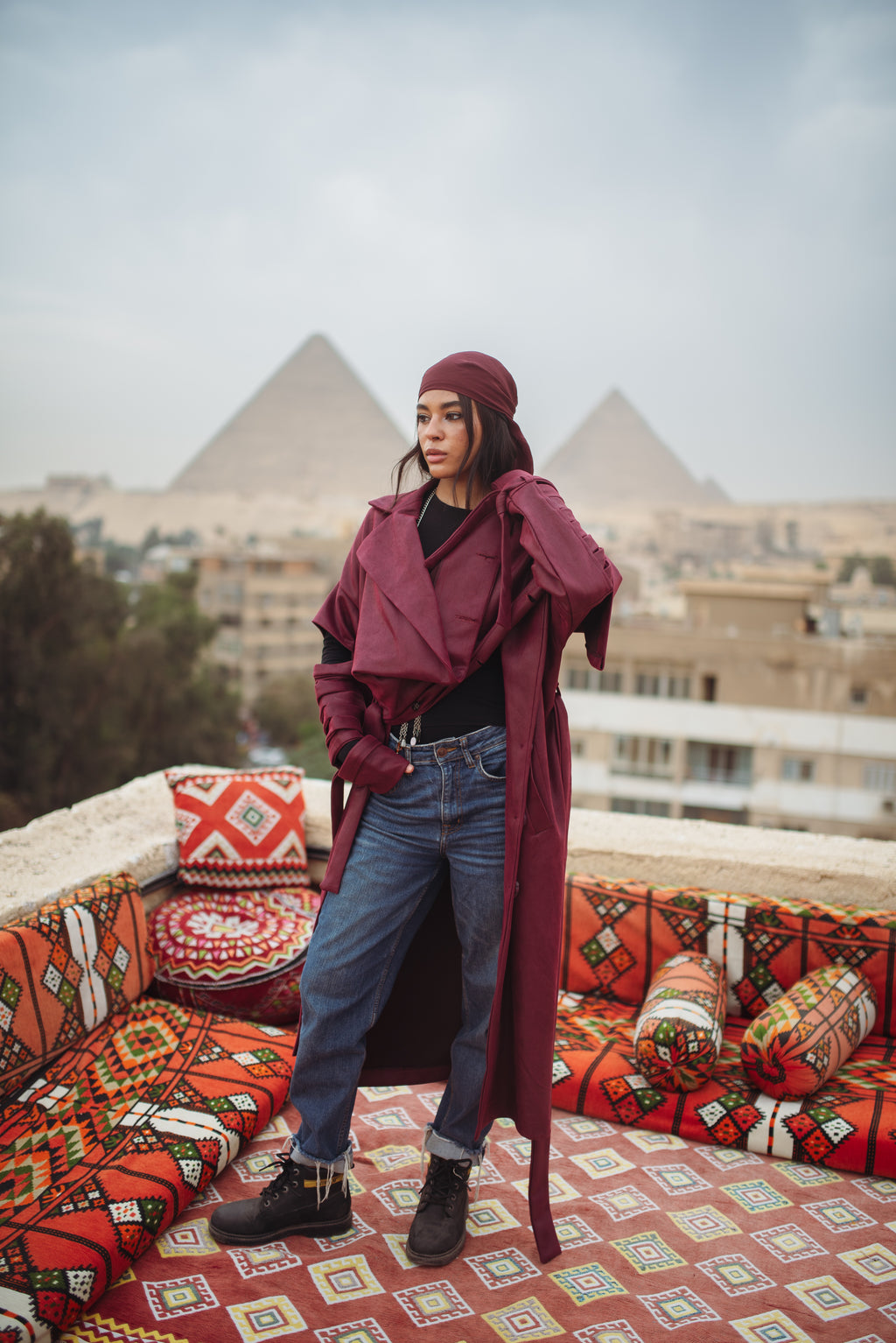 Esmeralda coat in burgundy