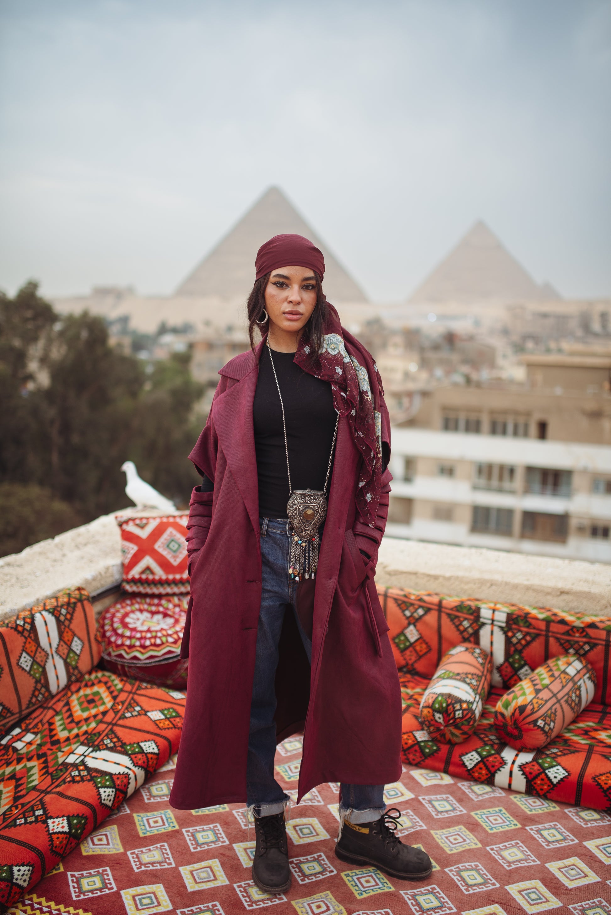 Esmeralda coat in burgundy