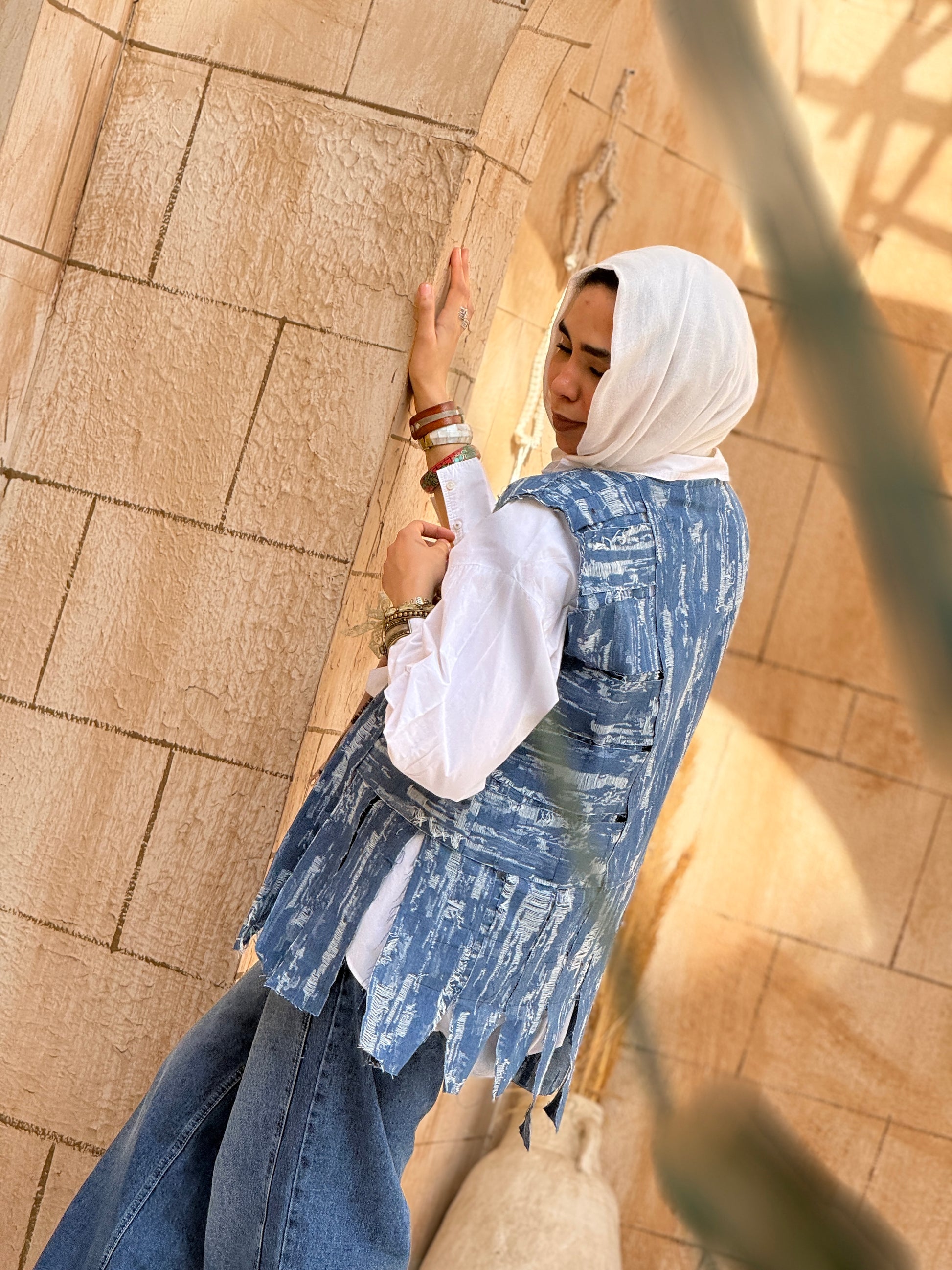 Hippie denim patch vest