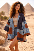 Boho light blue denim kimono