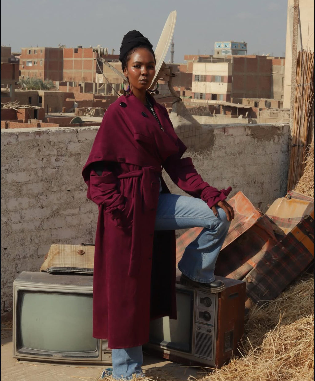Esmeralda coat in burgundy