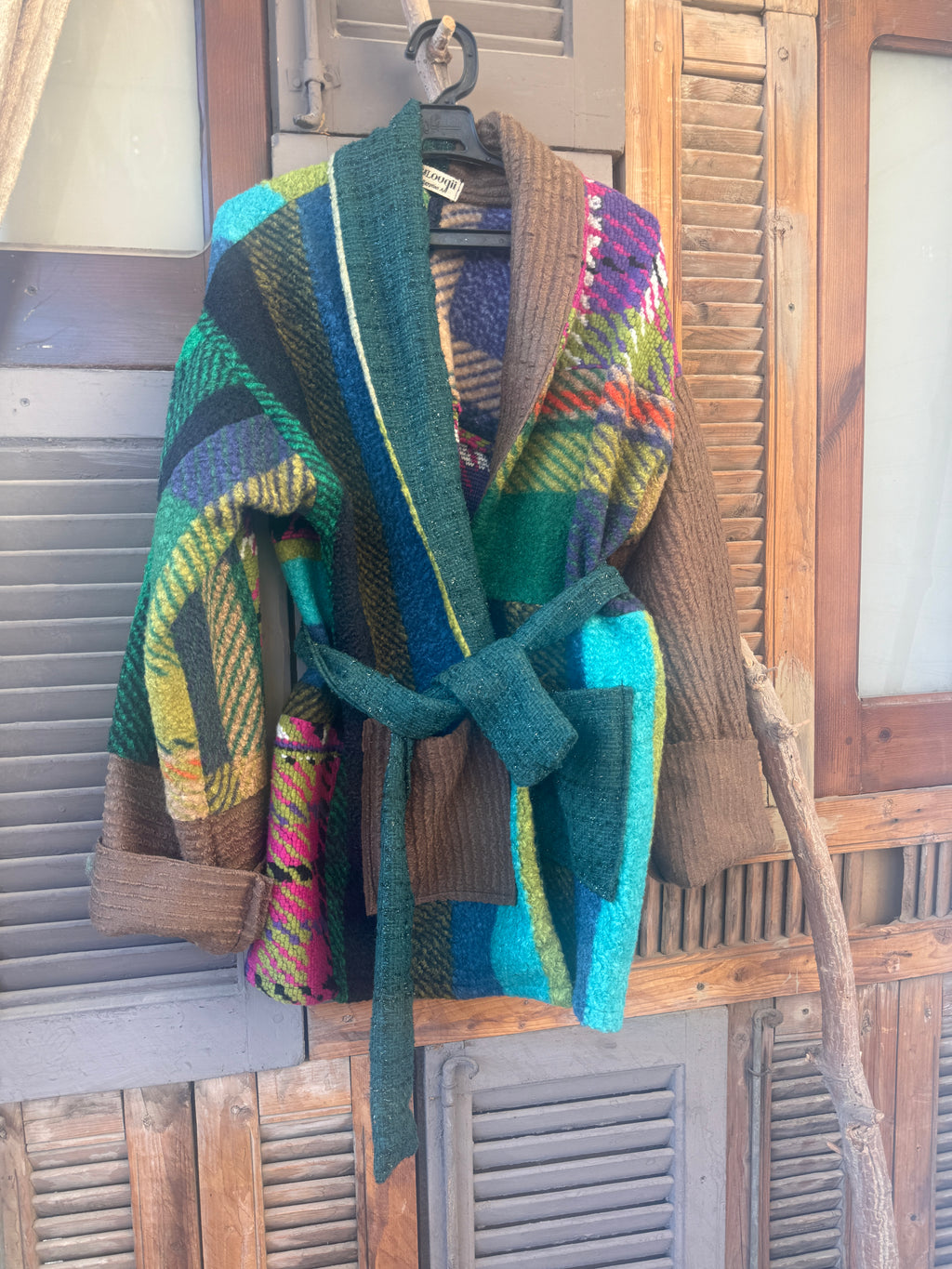 Patched jacket in greens