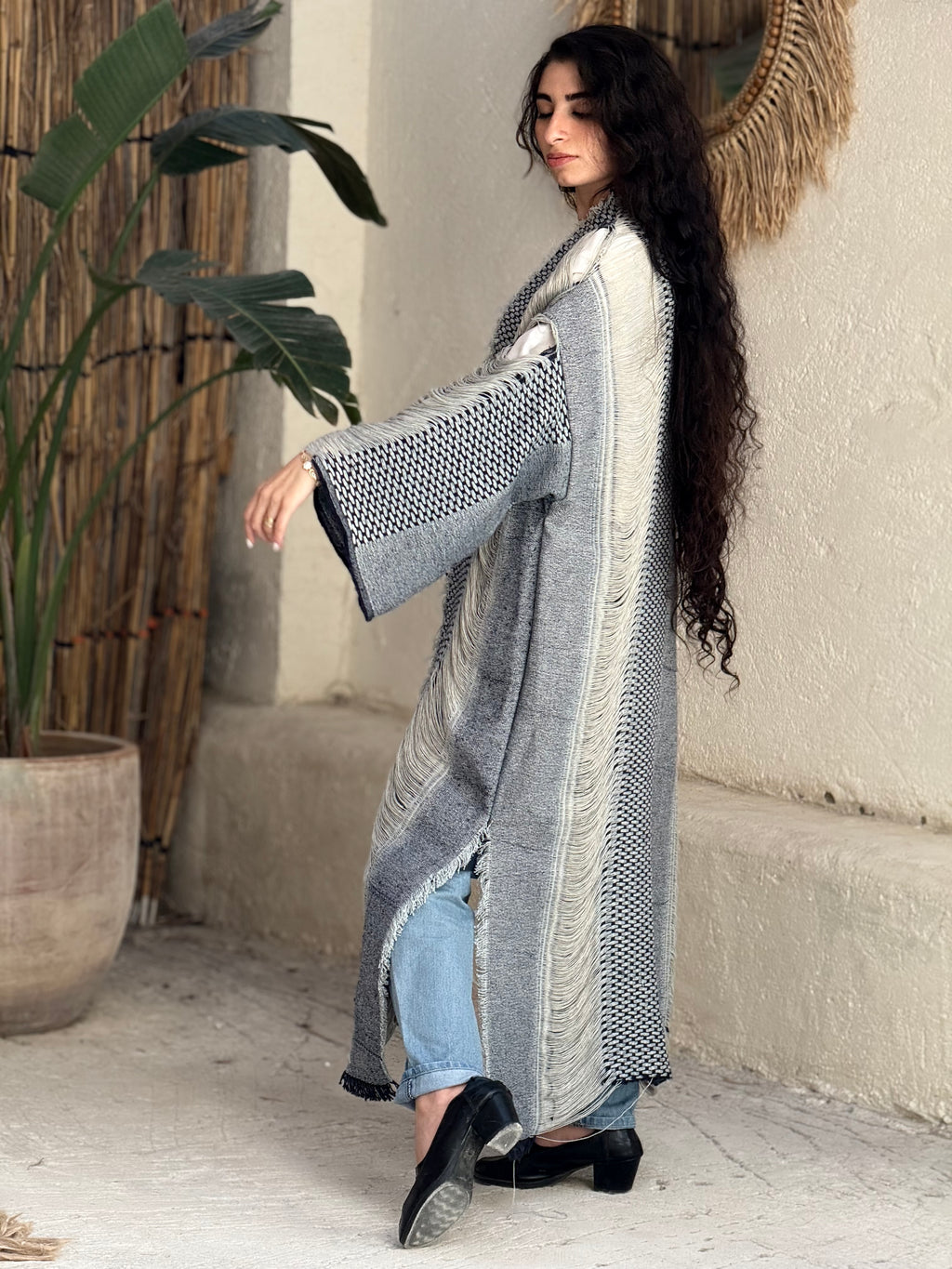Woven soul kimono in blue