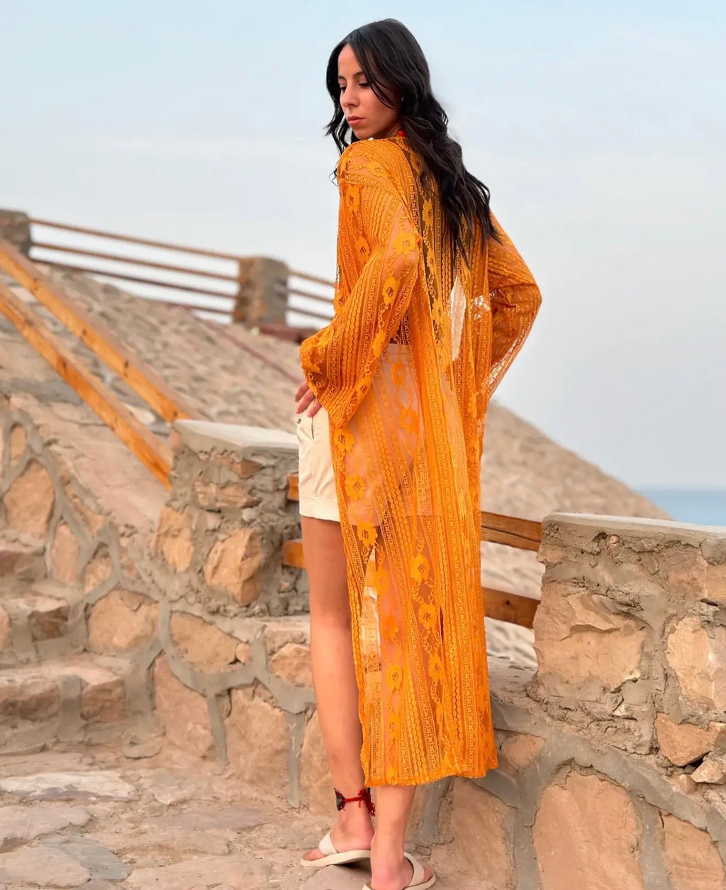 Moon lace kimono