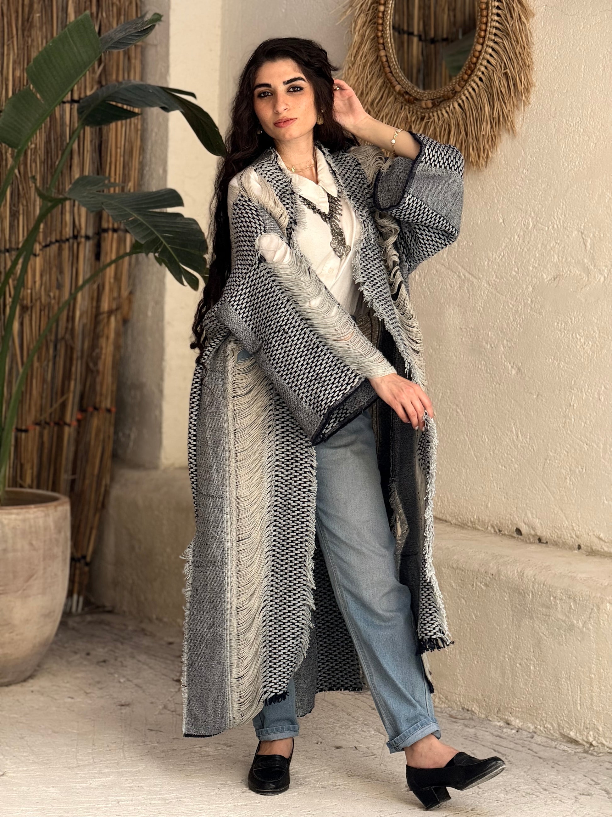 Woven soul kimono in blue