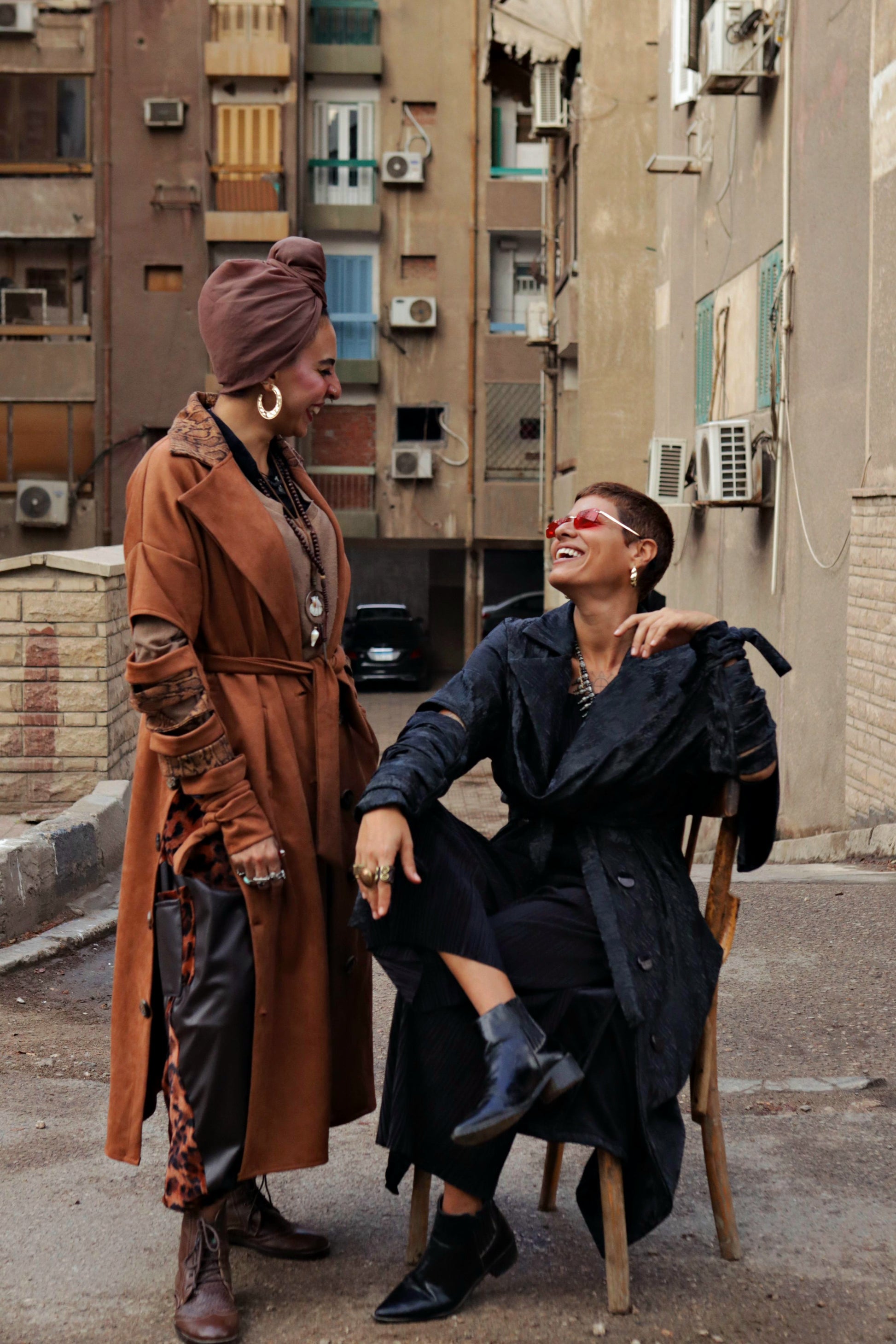 Esmeralda coat in camel x tiger
