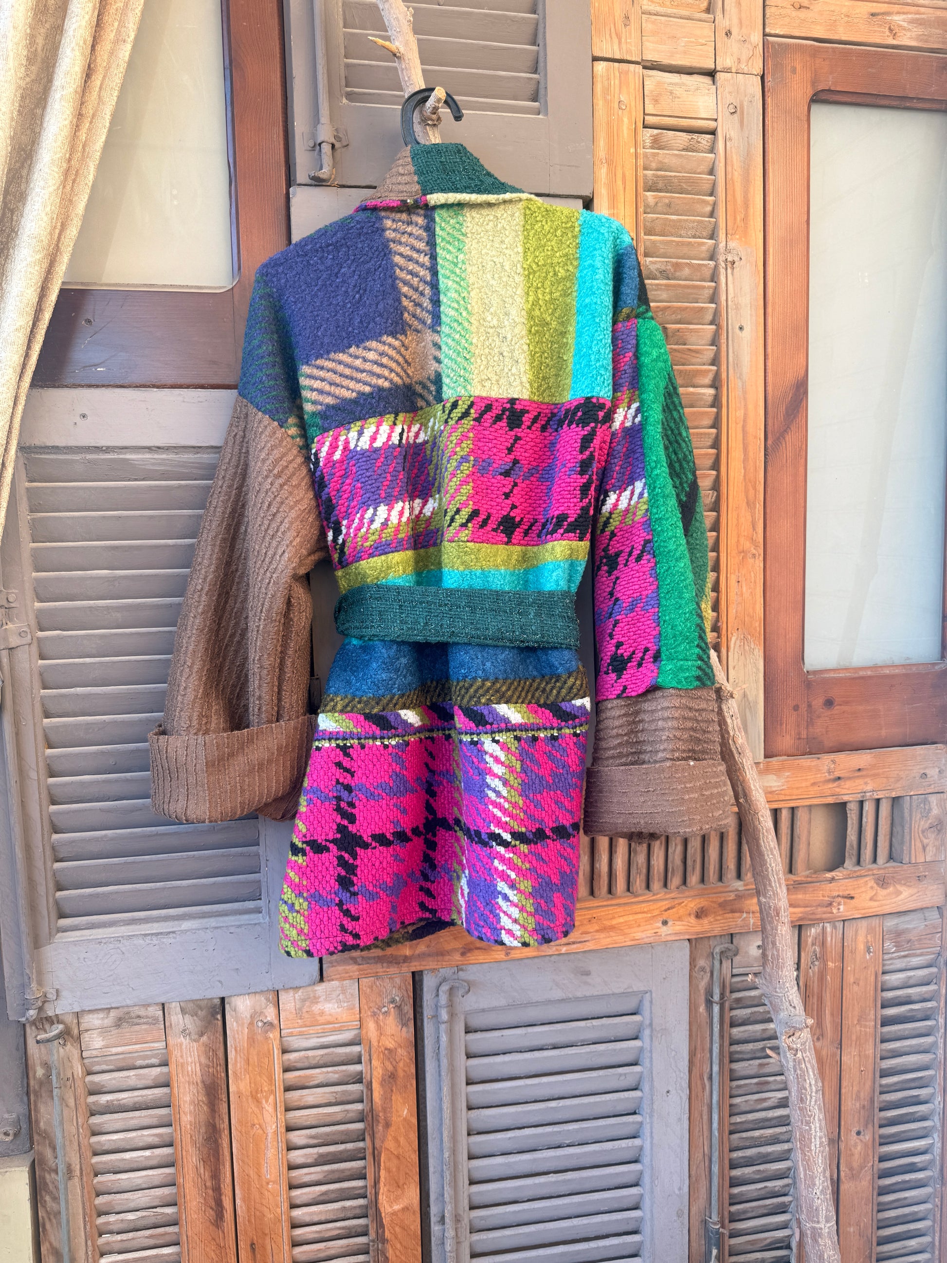 Patched jacket in greens