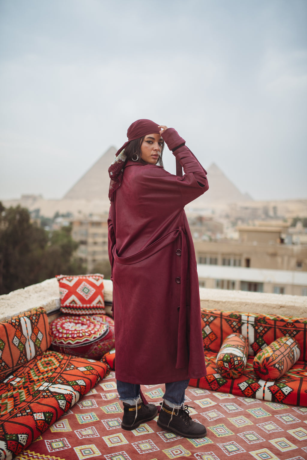 Esmeralda coat in burgundy