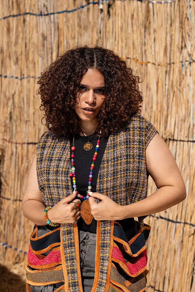 Nomad vest in plaid in shades of green