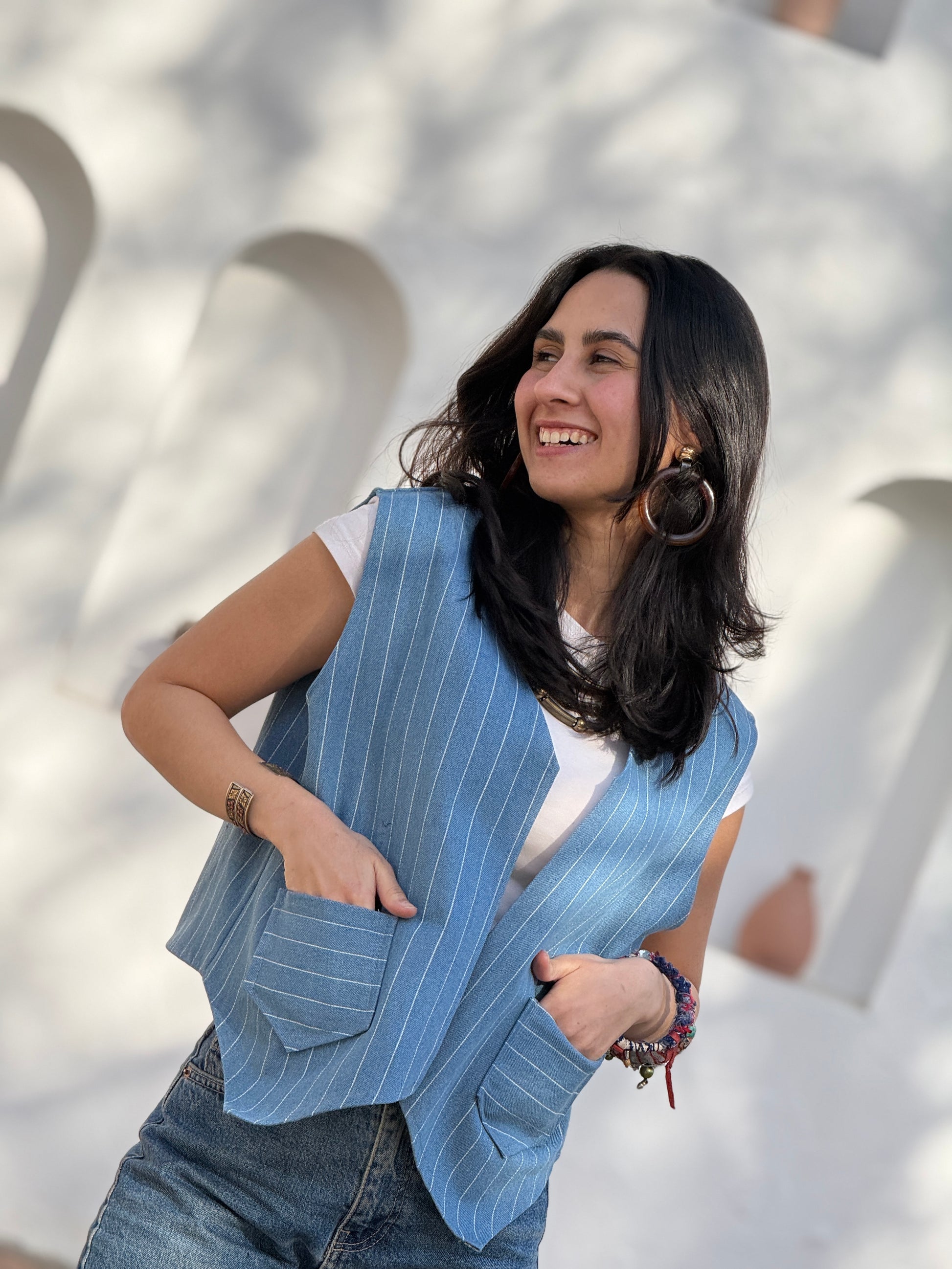 Twilight stripe denim vest