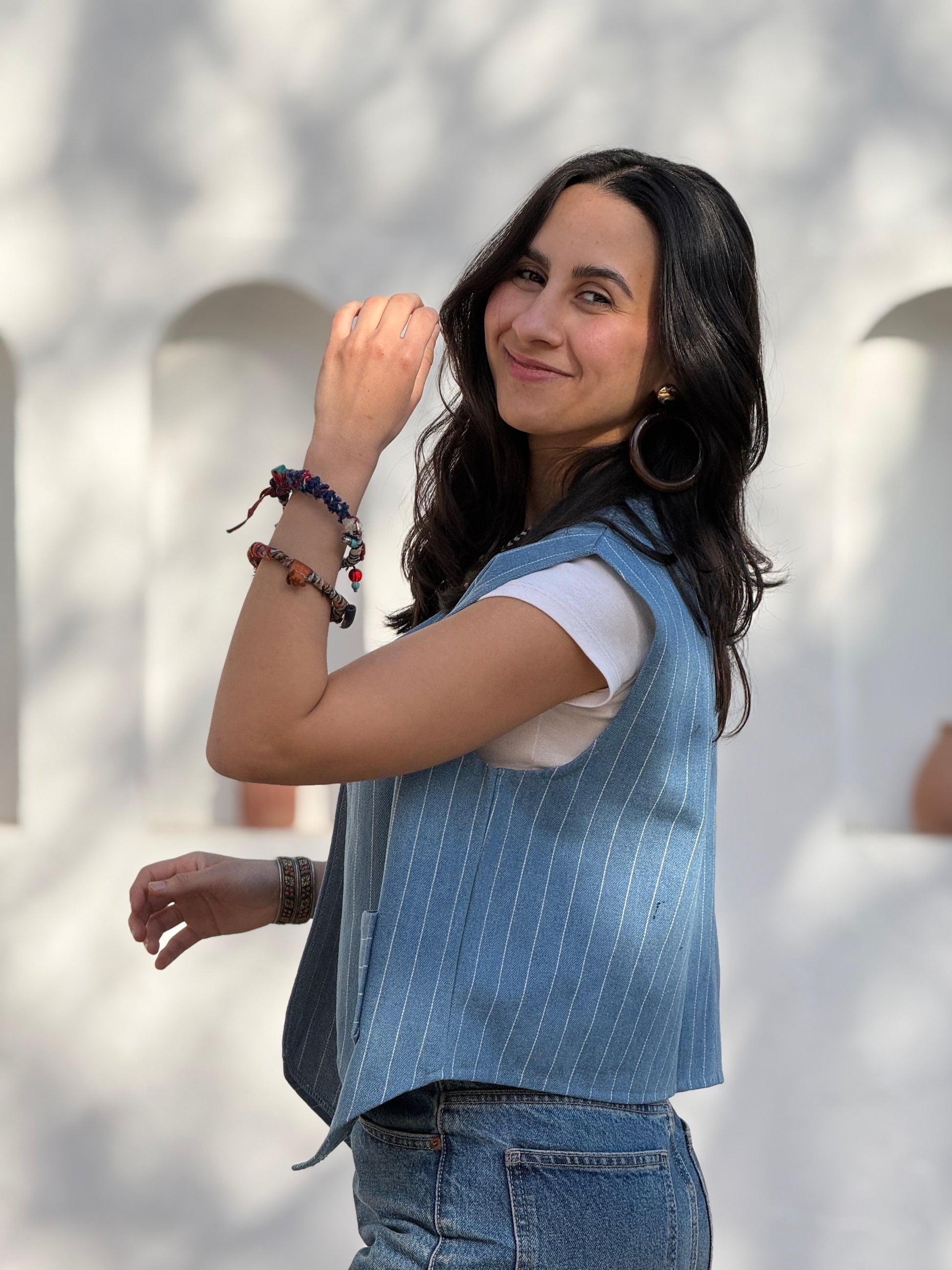 Twilight stripe denim vest