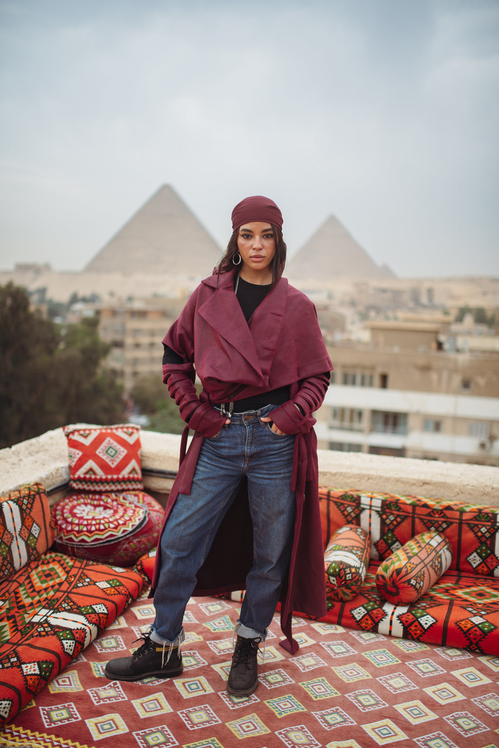 Esmeralda coat in burgundy