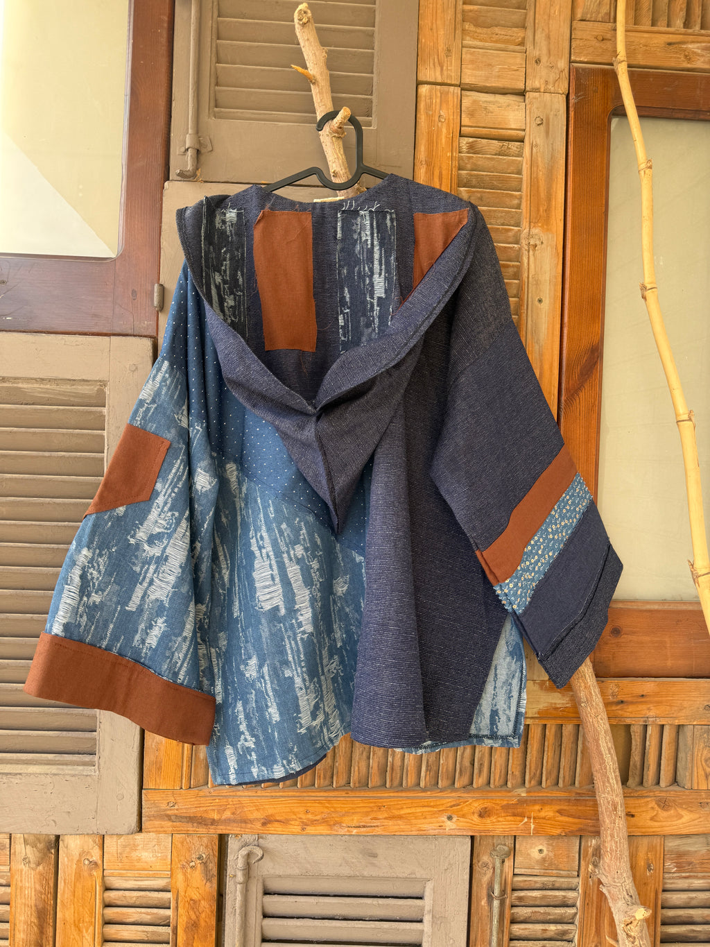 Boho light blue denim kimono