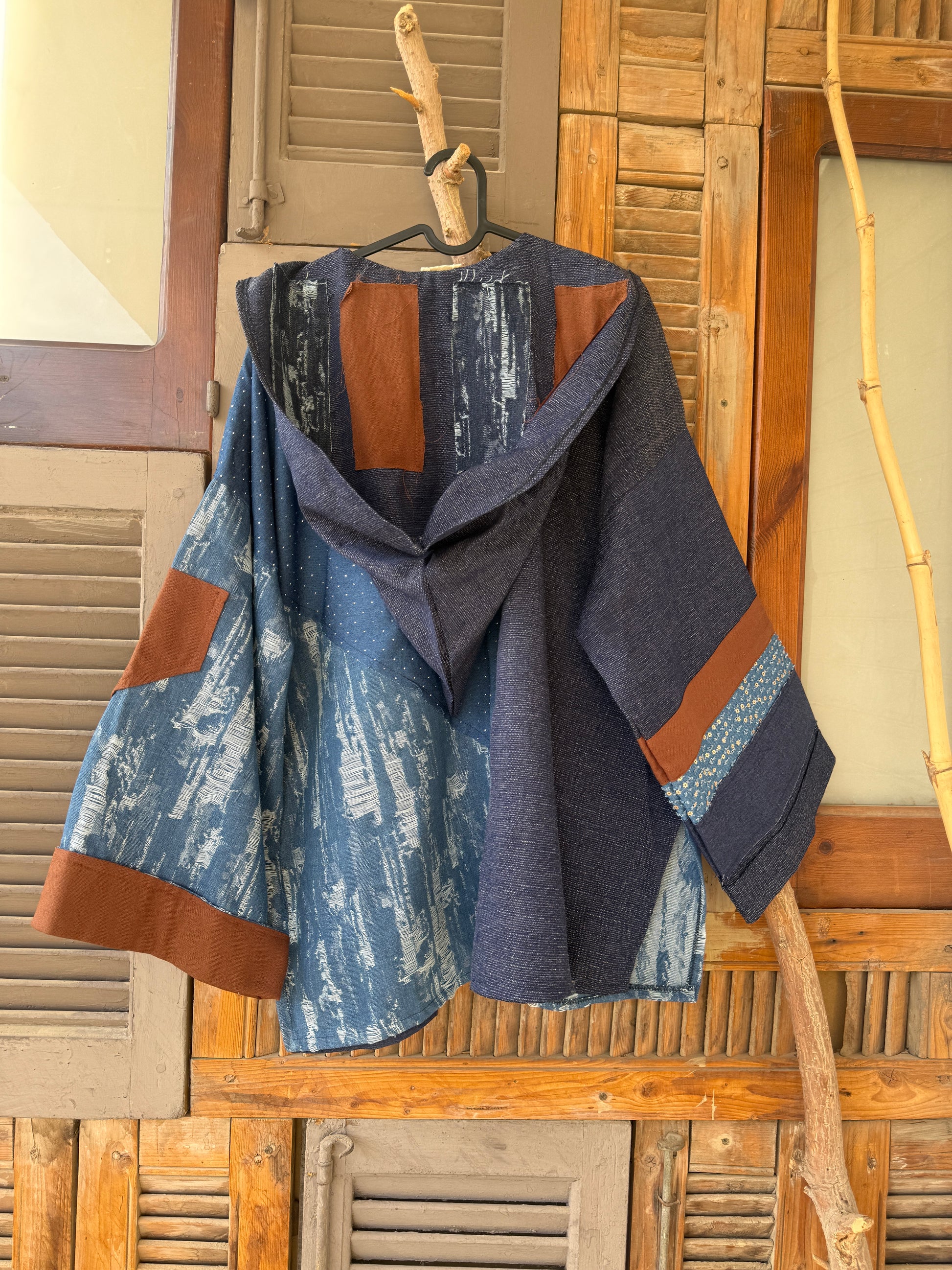 Boho light blue denim kimono