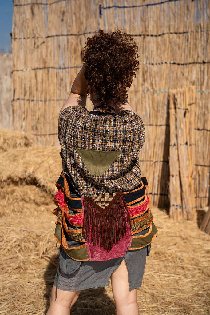 Nomad vest in plaid in shades of green