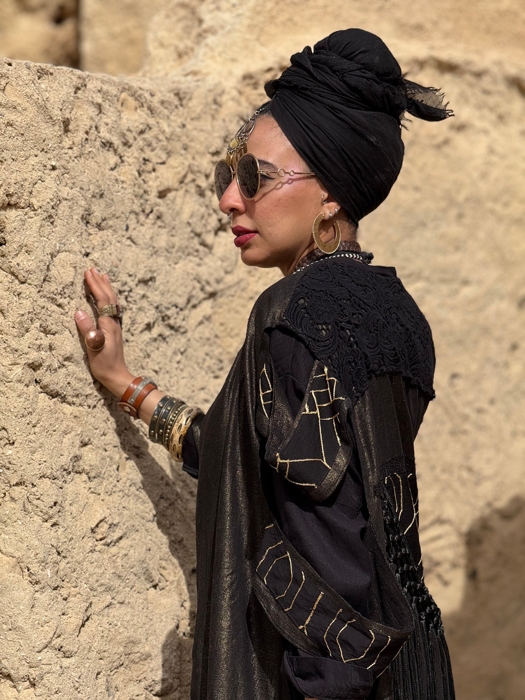Odessa fringes vest in golden glow