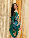 Gypsy fringes vest in green