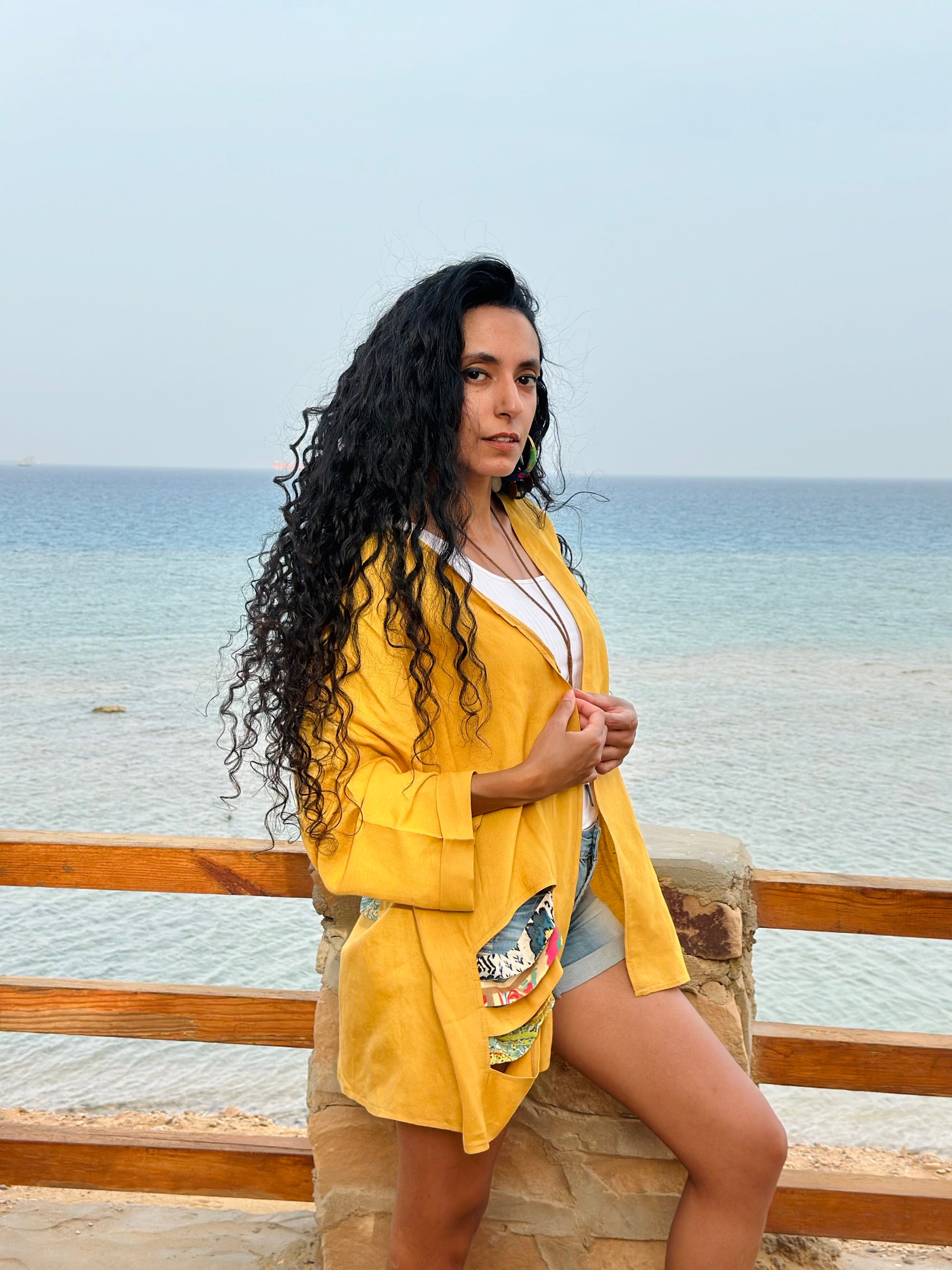 Boheme bloom kimono in mustard